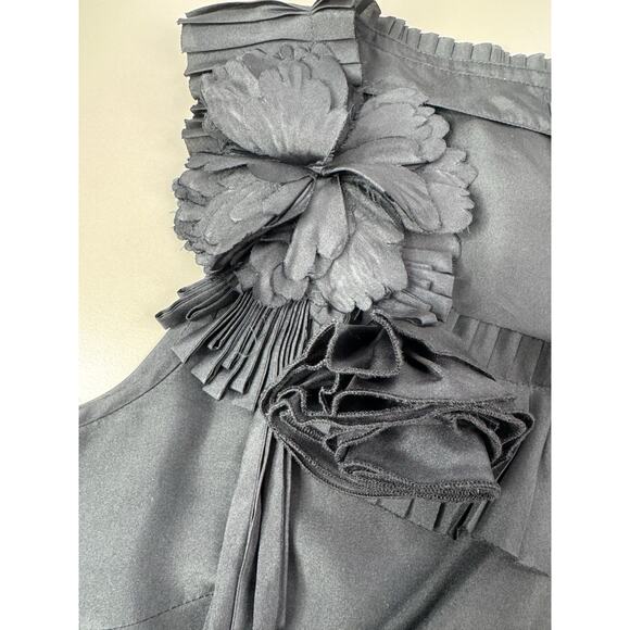 J.Crew Womens 100% Silk Top 6 Black Ruffle Bow Sleeveless Old Money Classic Prep - Picture 7 of 13